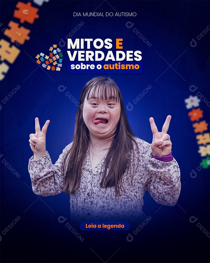 Mitos E Verdades Sobre O Autismo Dia Mundial Do Autismo Social Media PSD Editável