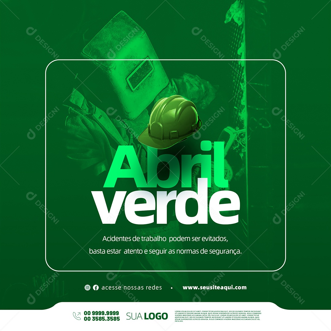 Abril Verde, Mês de Conscientização Sobre Segurança e Saúde no Trabalho Social Media PSD Editável