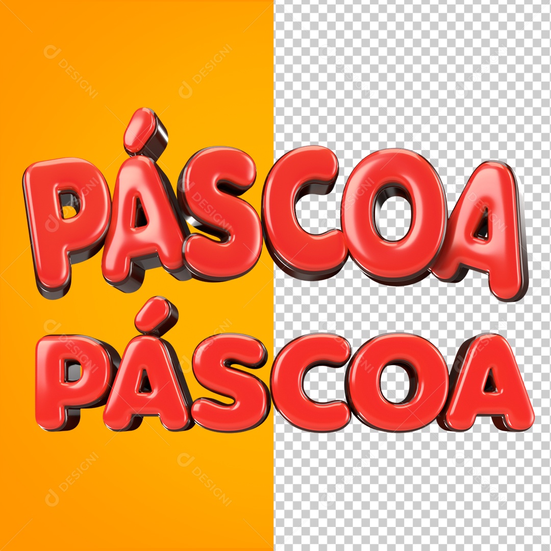 Texto 3D Páscoa Vermelho Para Composição PSD