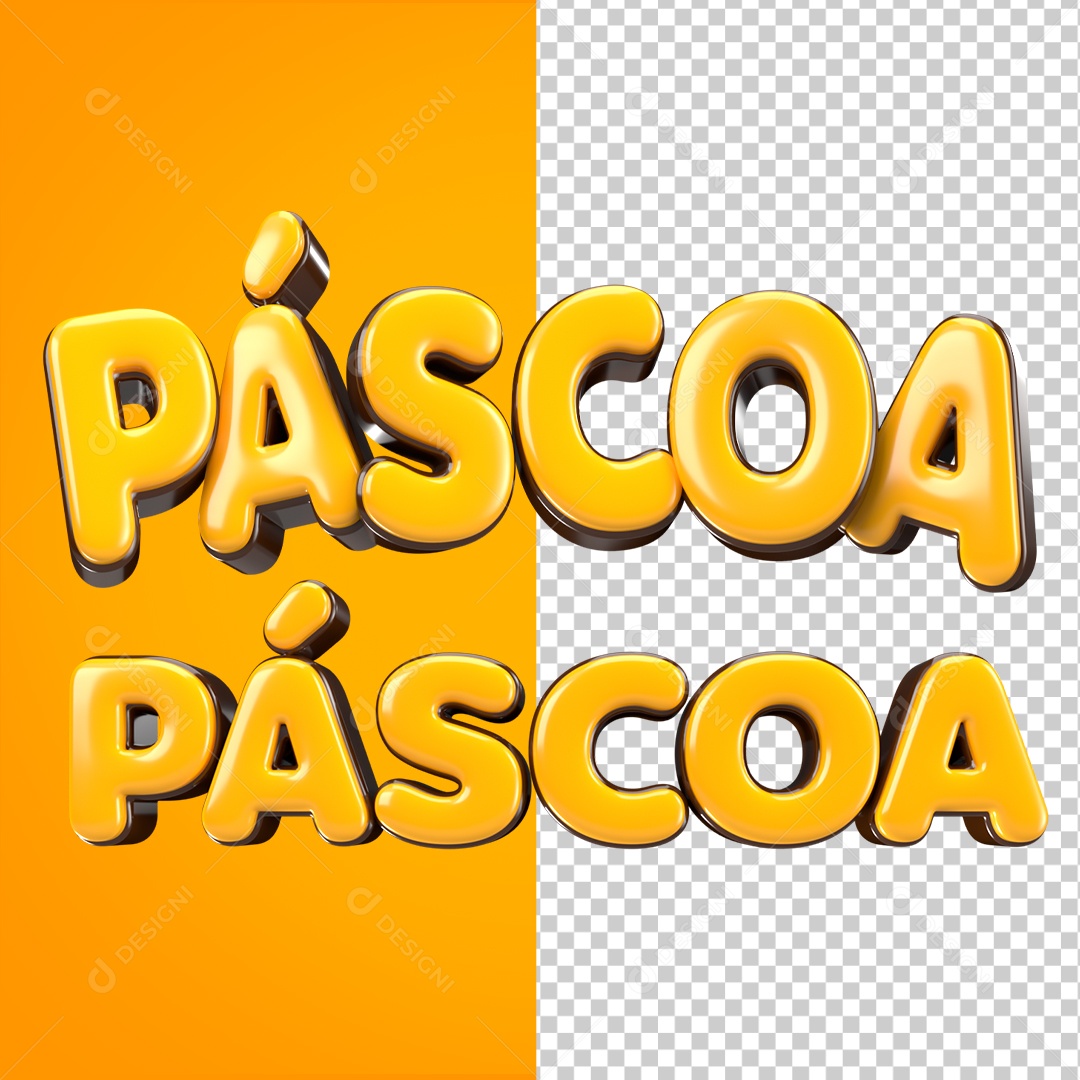 Texto 3D Páscoa Amarelo Para Composição PSD