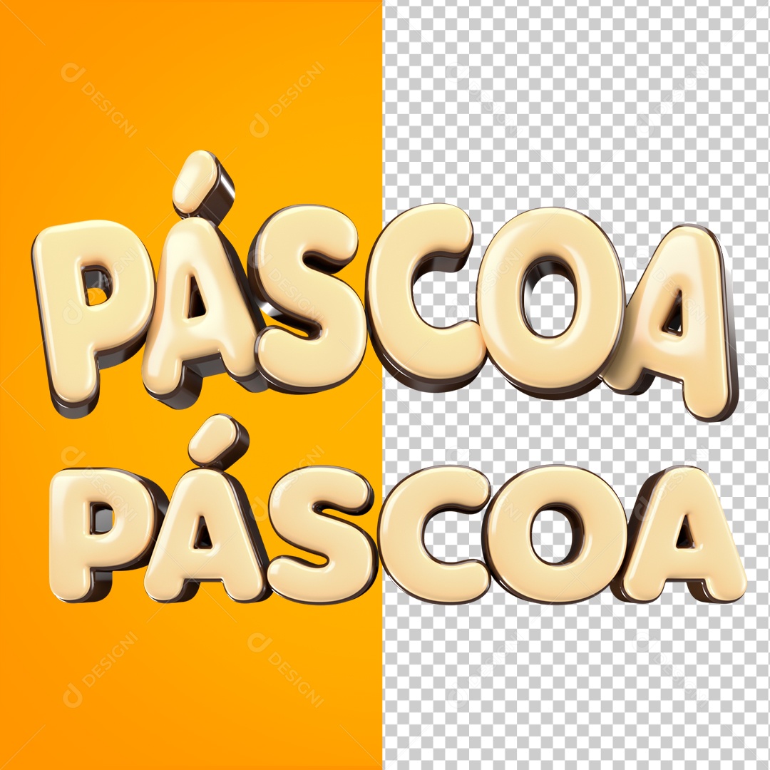 Texto 3D Páscoa Branco Para Composição PSD