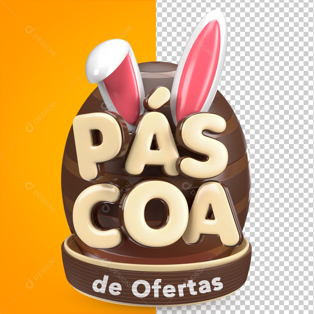 Selo 3D Páscoa De Ofertas Branco Coelho Para Composição PSD