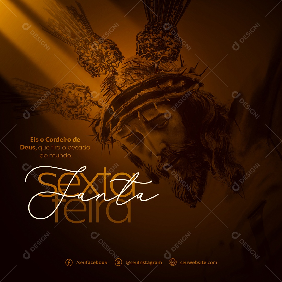 Sexta-feira Santa Eis o Cordeiro de Deus, Que Tira o Pecado do Mundo Social Media PSD Editável