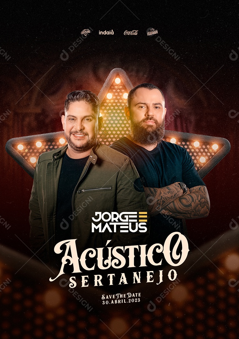 Flyer Eventos Jorge e Mateus Acústico Social Media PSD Editável