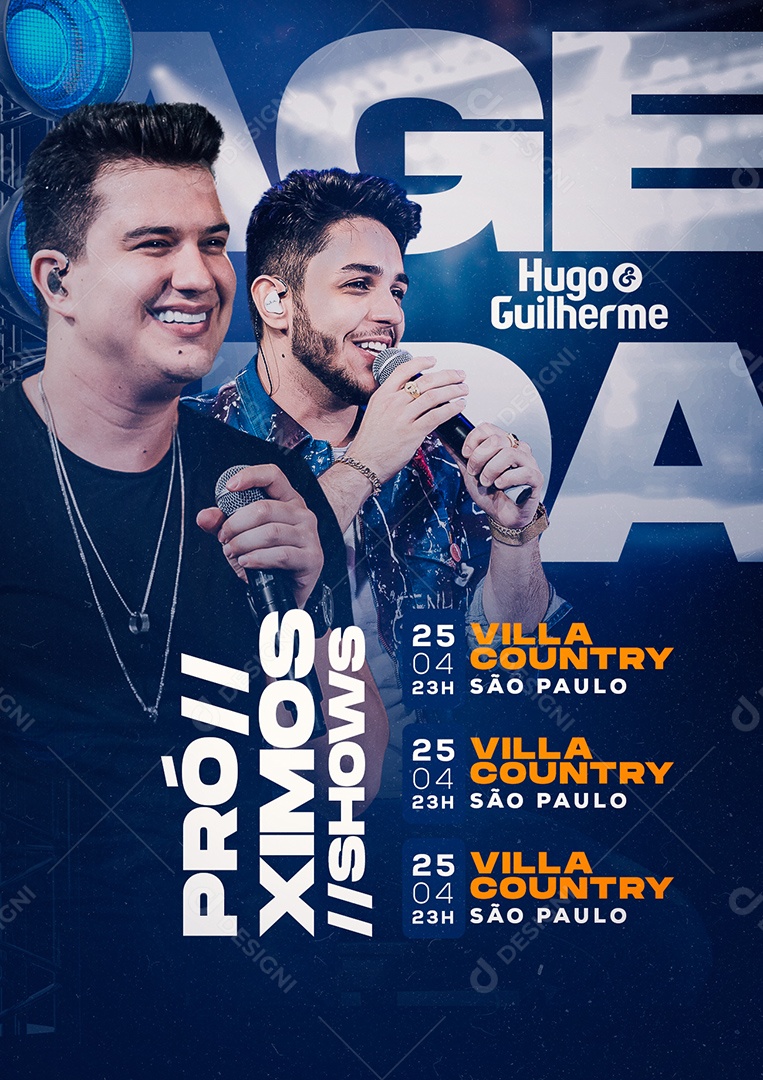 Flyer Eventos Hugo e Guilherme Agenda de Shows Social Media PSD Editável