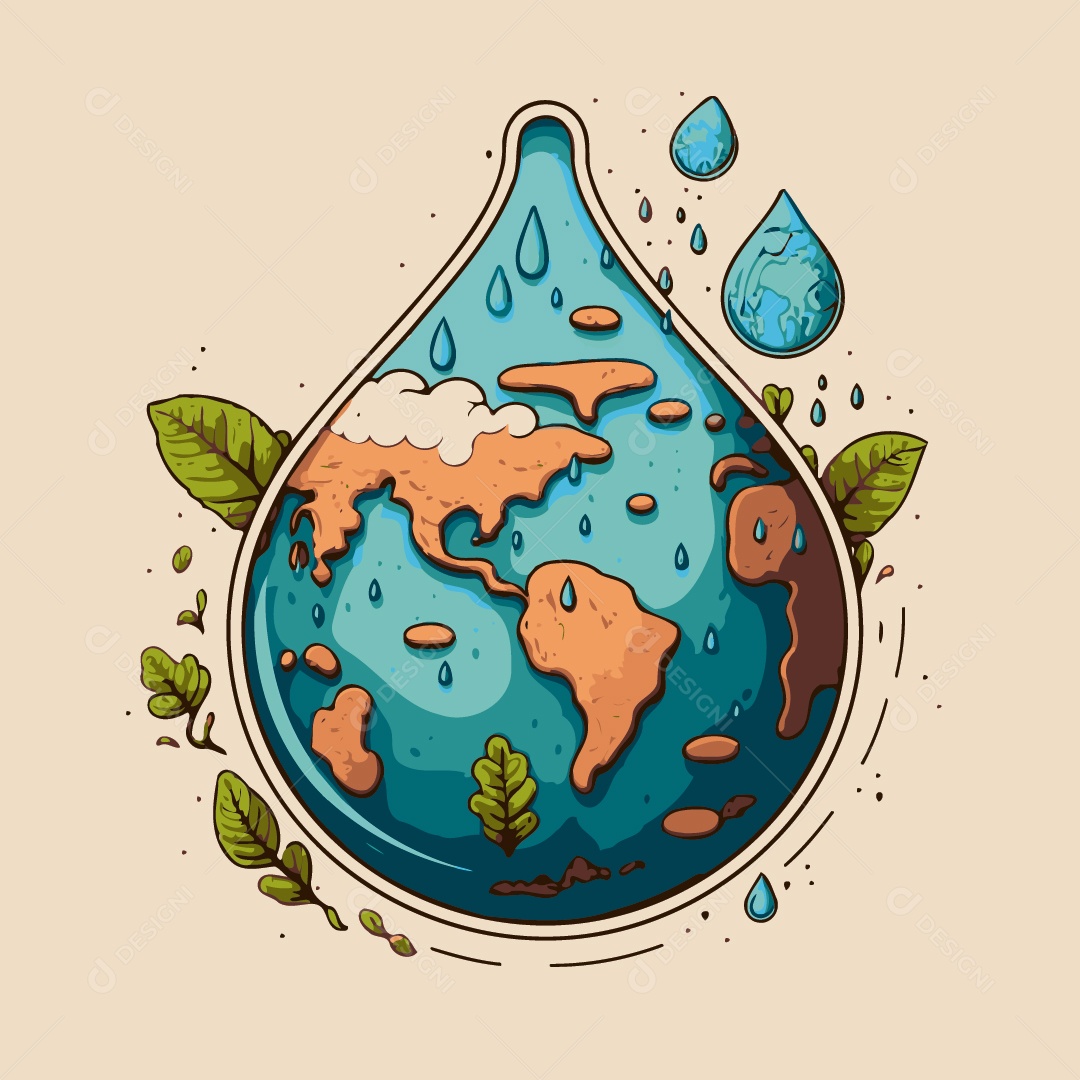 Ilustração Vetorial Dia Mundial da Água Vetor EPS Editável