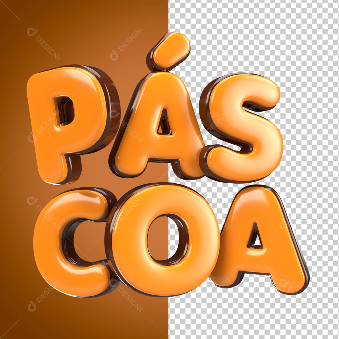 Texto 3D Páscoa Laranja Para Composição PSD