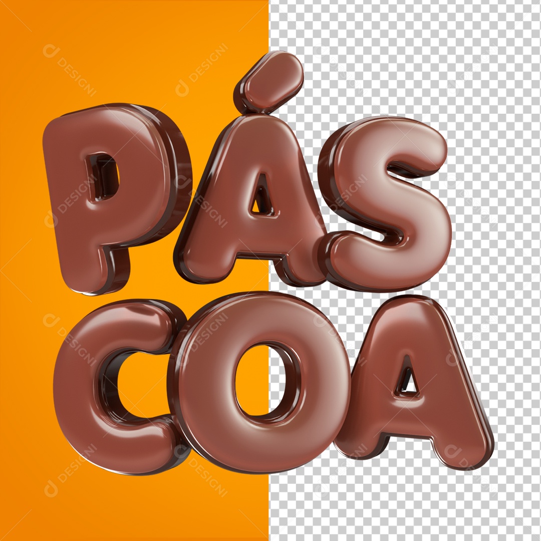 Texto 3D Páscoa Chocolate Para Composição PSD