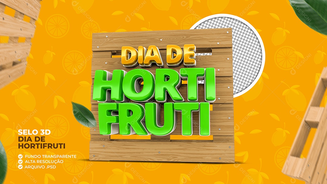 Selo 3D Para Composição Dia de Hortifrúti PSD