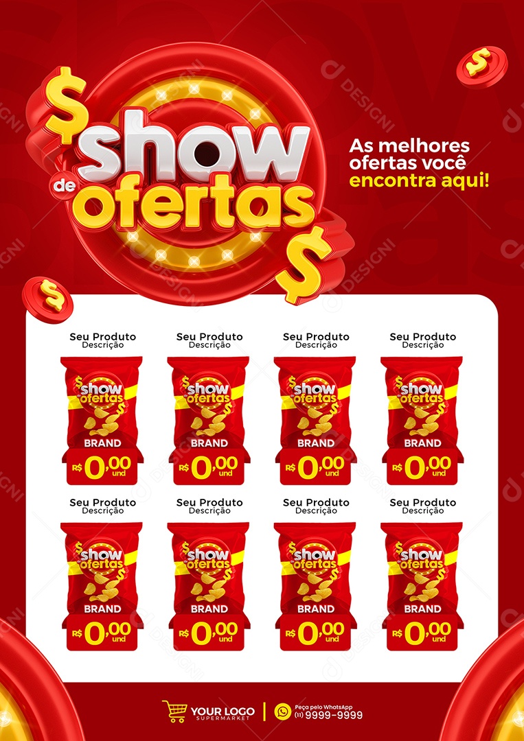Social Media Show De Ofertas Supermercado Vermelho Encarte PSD Editável
