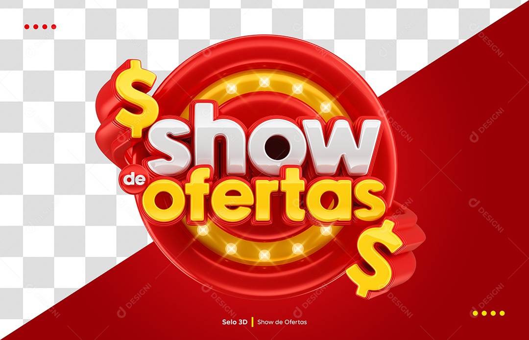Selo 3D Show De Ofertas Vermelho E Amarelo PSD Editável