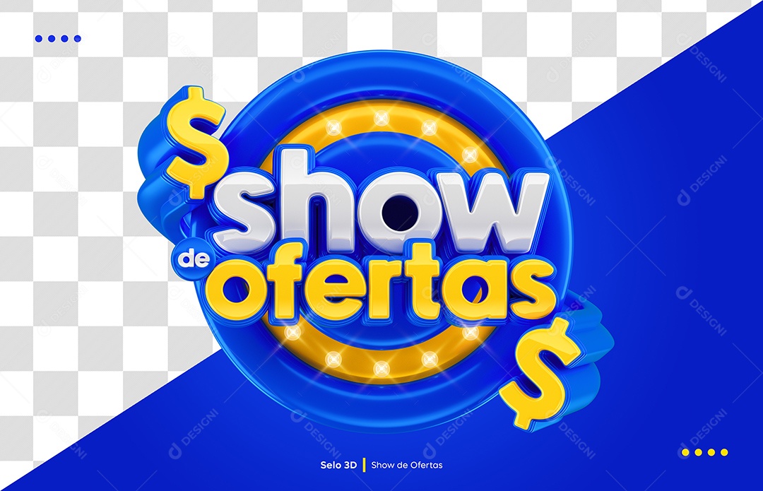 Selo 3D Show De Ofertas Azul E Amarelo PSD Editável
