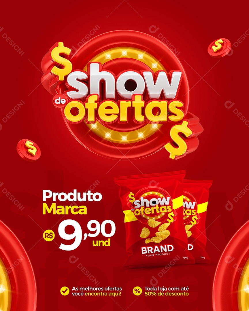 Social Media Show De Ofertas Vermelho Supermercado PSD Editável