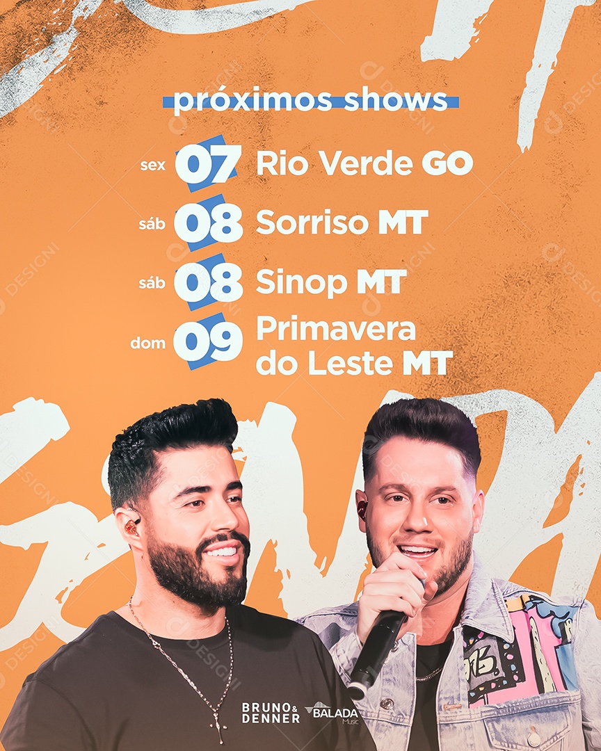 Social Media Próximos Shows Feed Bruno e Denner PSD Editável
