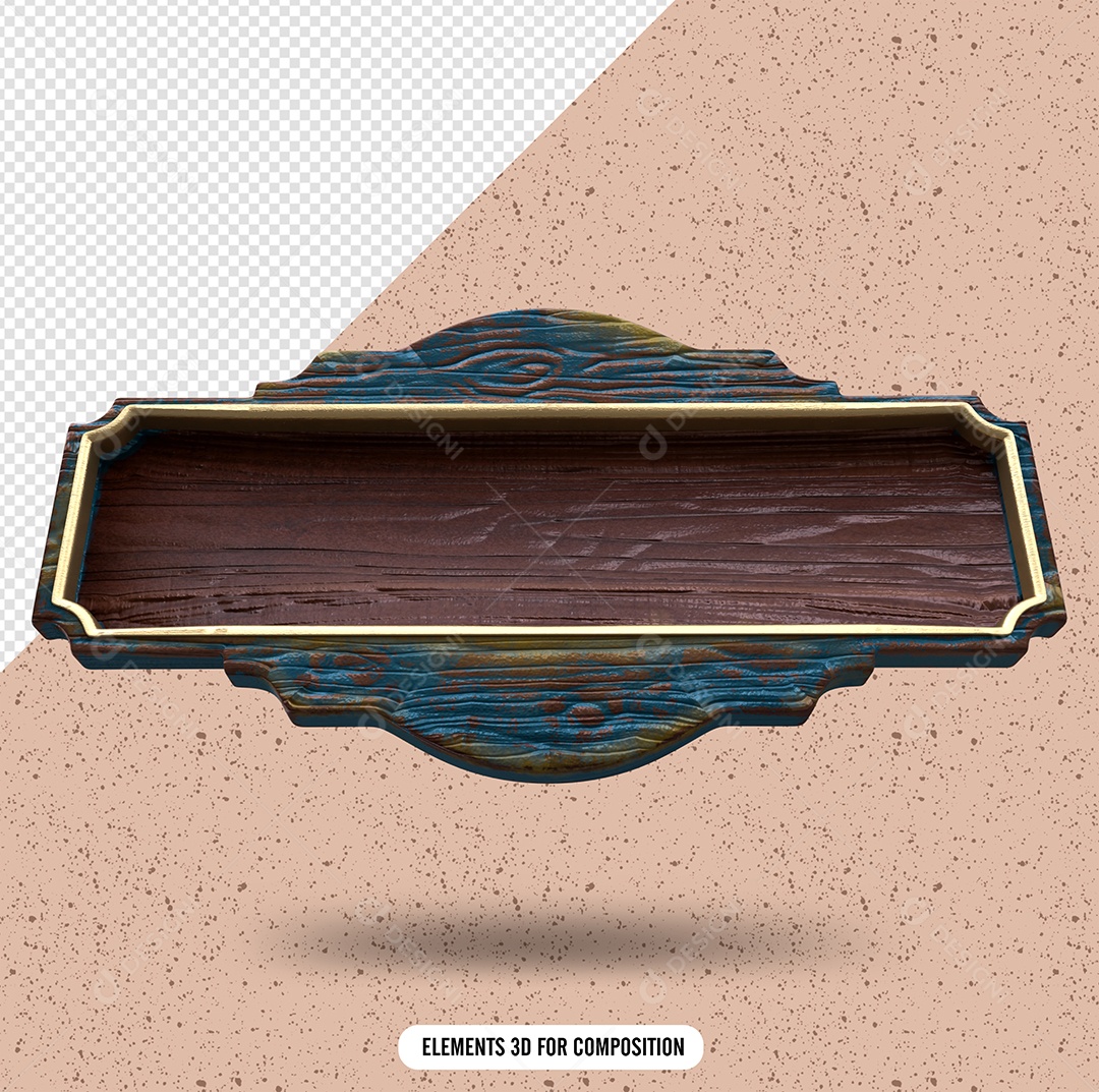 Placa de Madeira 3D Elemento Para Composição PSD