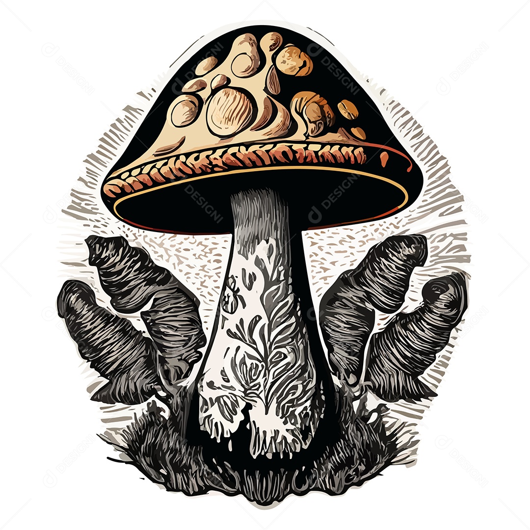 Desenho De Cogumelo Ilustração Vetorial EPS