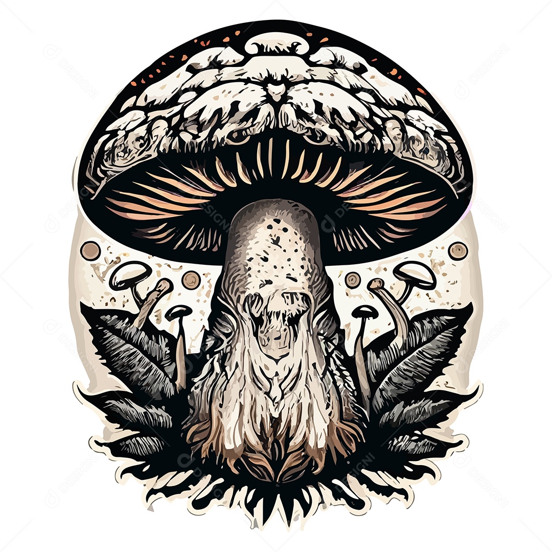 Desenho De Cogumelo Ilustração Vetorial EPS