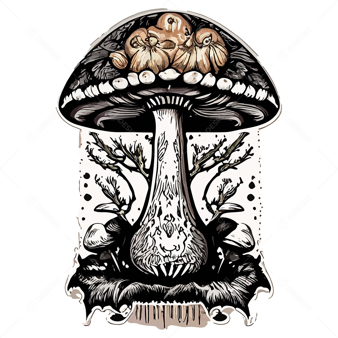 Desenho De Cogumelo Ilustração Vetorial EPS