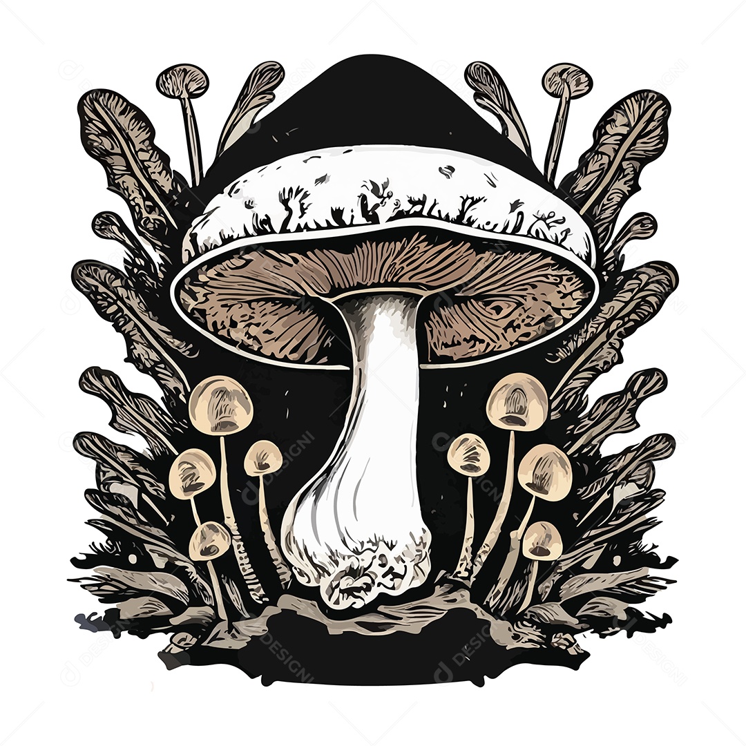 Desenho De Cogumelo Ilustração Vetorial EPS