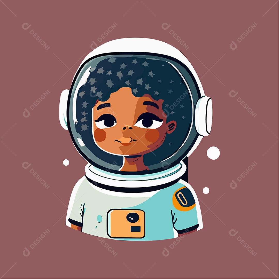 Desenho De Astronauta Menina lustração Vetorial EPS