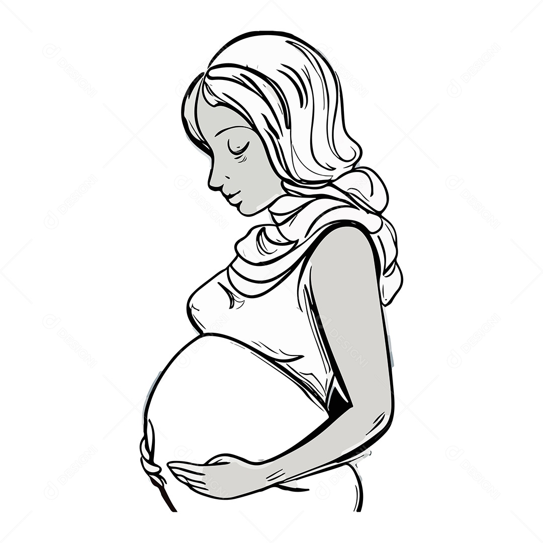 Desenho De Mulher Grávida Vetor Do Dia Das Mães EPS