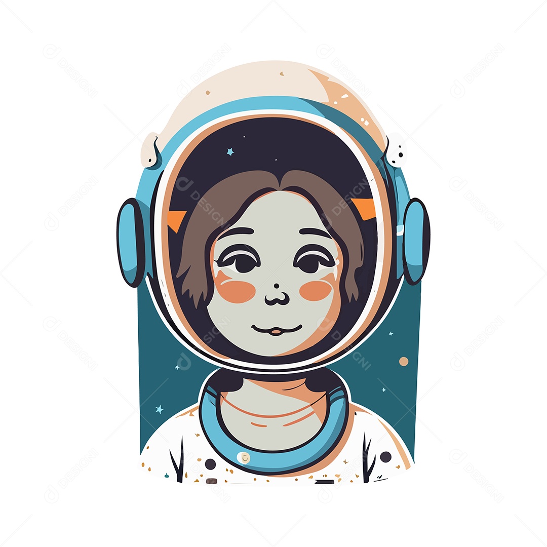 Desenho De Astronauta Menina lustração Vetorial EPS