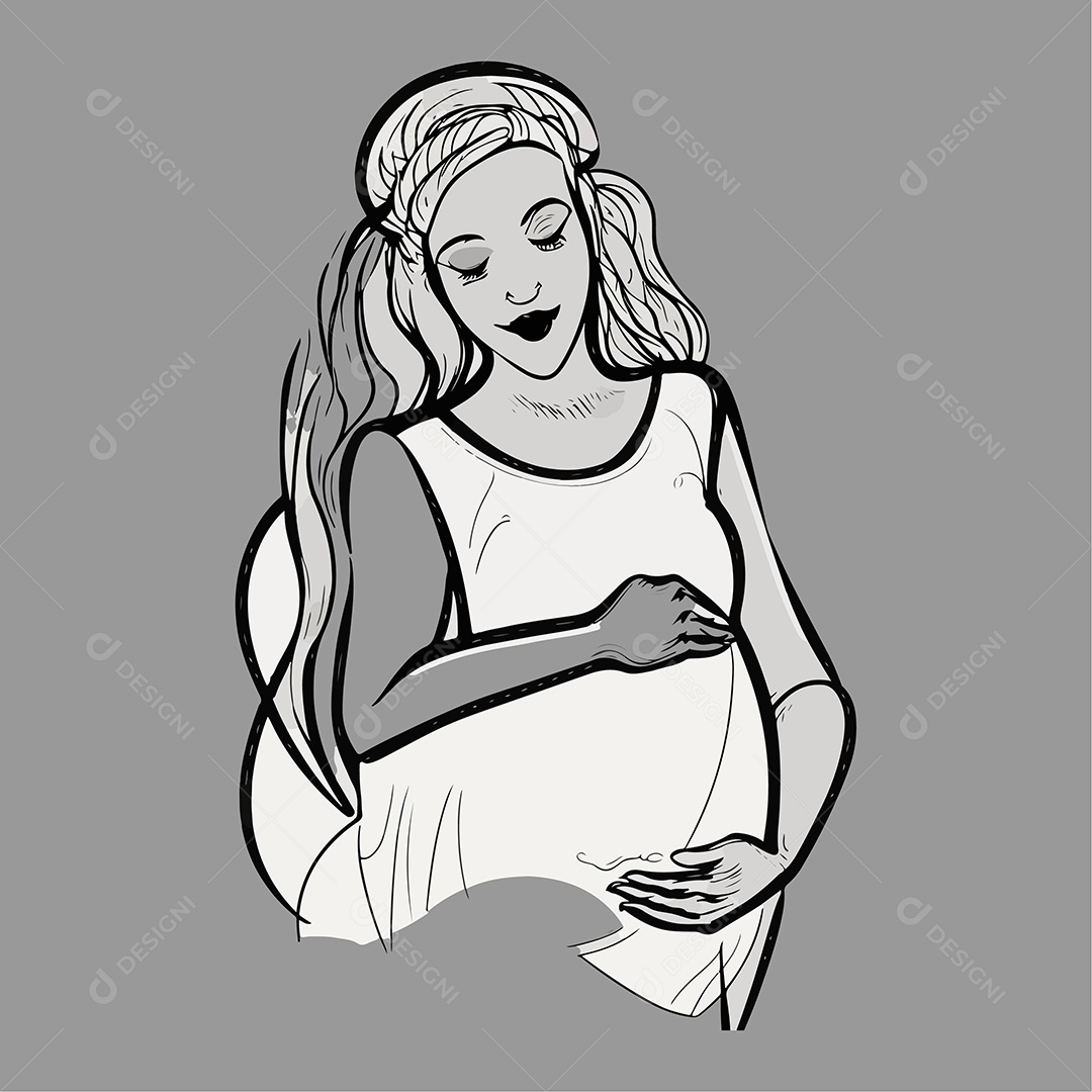 Desenho De Mulher Grávida Vetor Do Dia Das Mães EPS