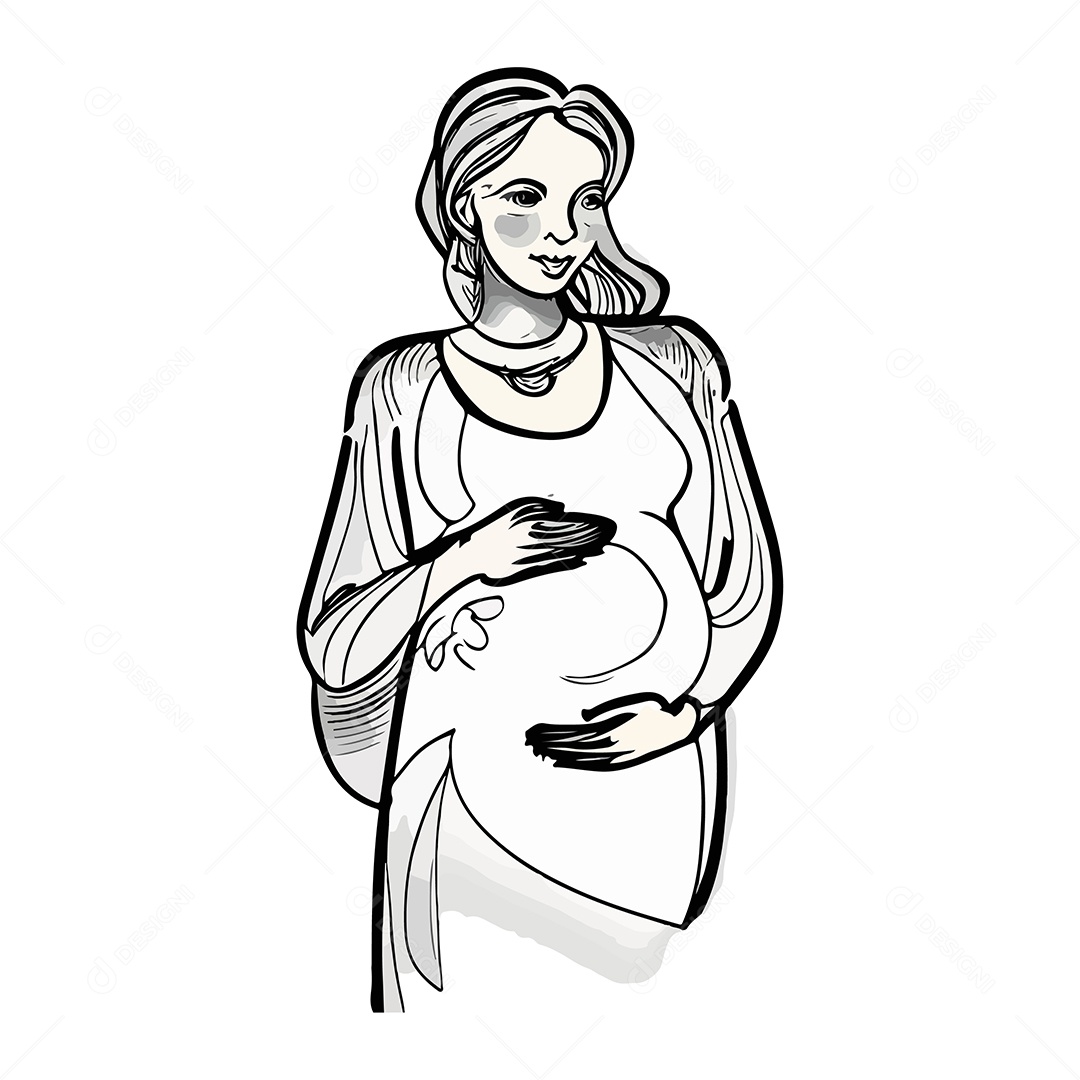 Desenho De Mulher Grávida Vetor Do Dia Das Mães EPS