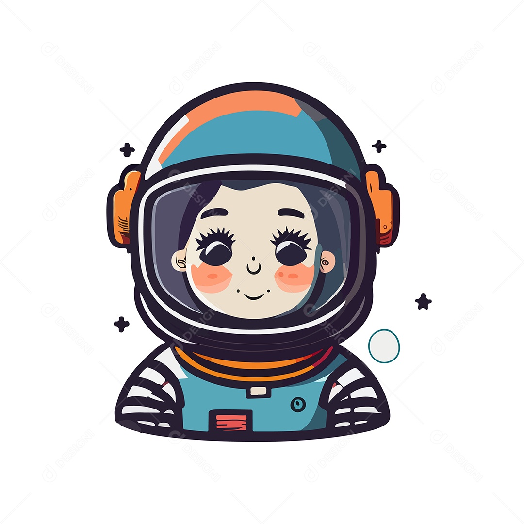 Desenho De Astronauta Menina lustração Vetorial EPS