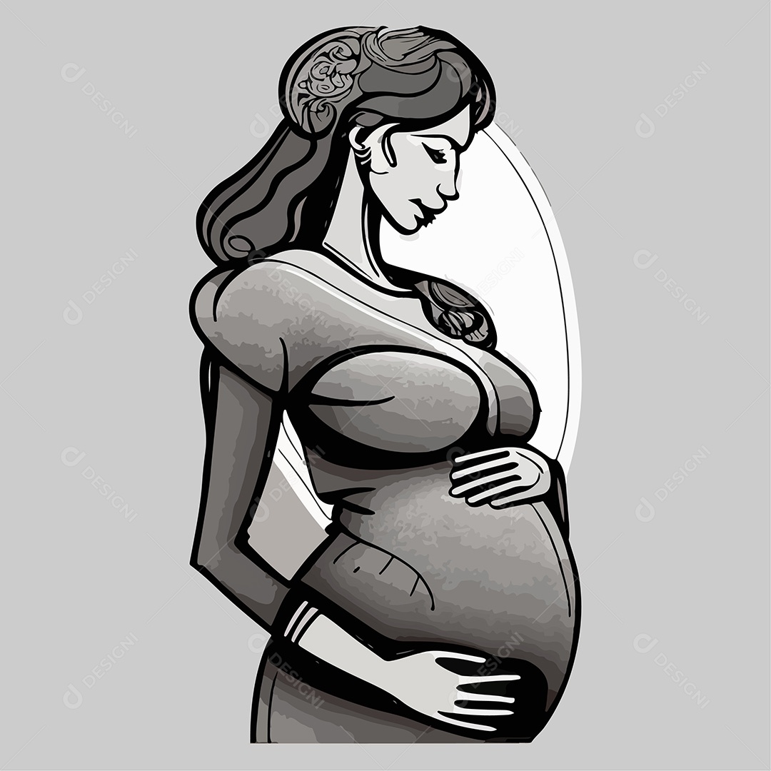 Desenho Mulher Grávida Vetor Do Dia Das Mães EPS