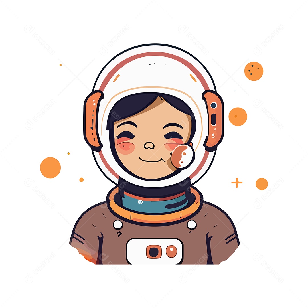Desenho De Astronauta Menina lustração Vetorial EPS