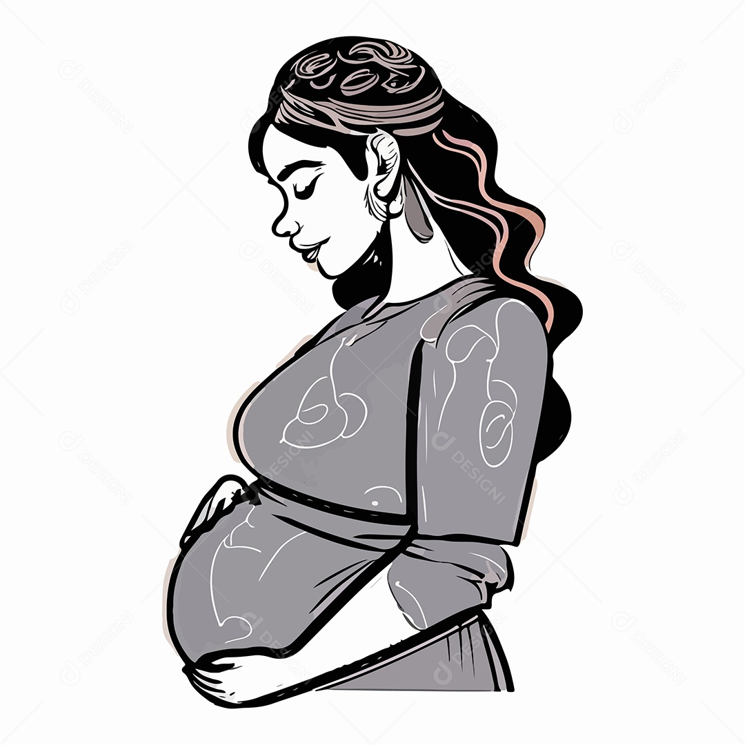 Desenho Mulher Grávida Vetor Do Dia Das Mães EPS