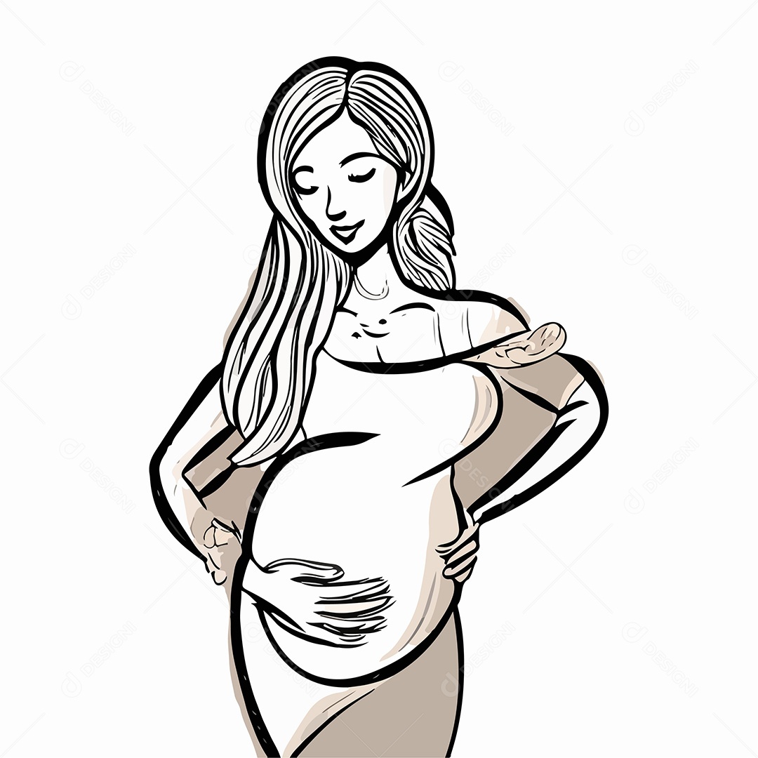 Desenho Mulher Grávida Vetor Do Dia Das Mães EPS