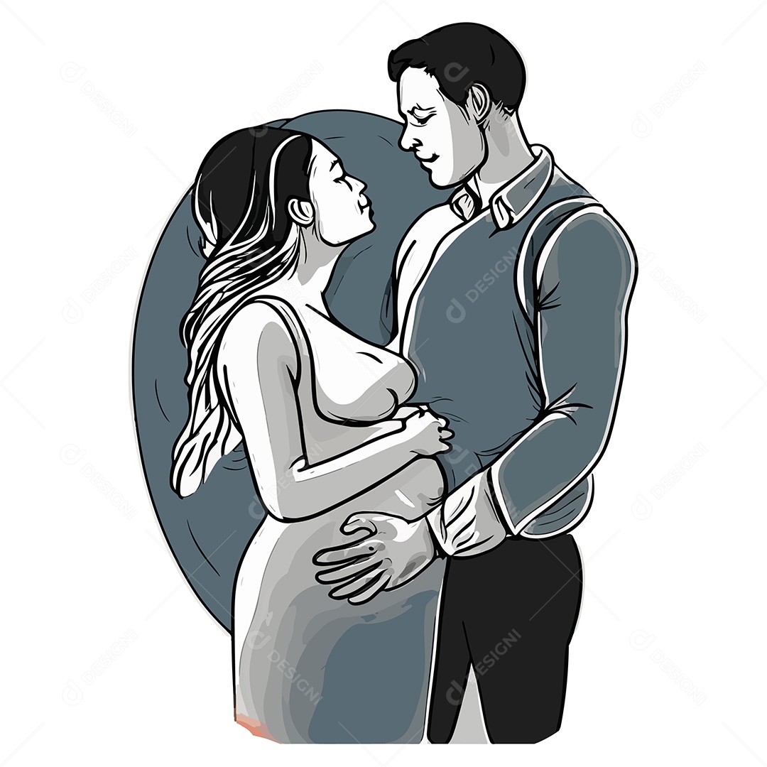 Desenho De Casal e Mãe Grávida Vetor EPS2