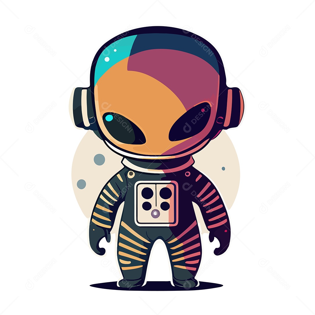 Desenho De Astronauta Alienígena Ilustração Vetorial EPS