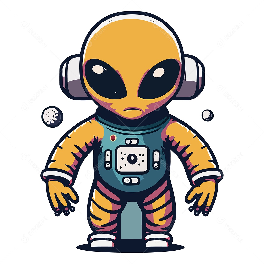 Desenho De Astronauta Alienígena Ilustração Vetorial EPS