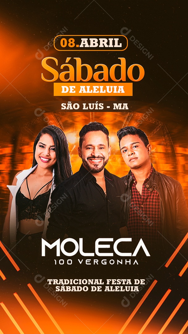 Story Sábado De Aleluia Flyer Molega 100 Vergonha Social Media PSD Editável