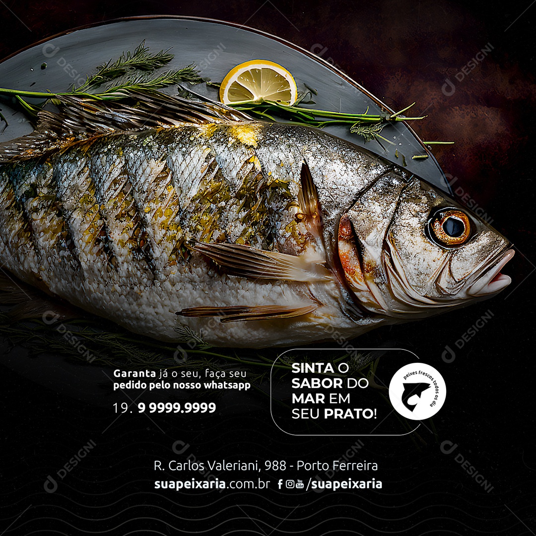 Sinta O Sabor Do Mar Em Seu Prato Peixaria Social Media PSD Editável