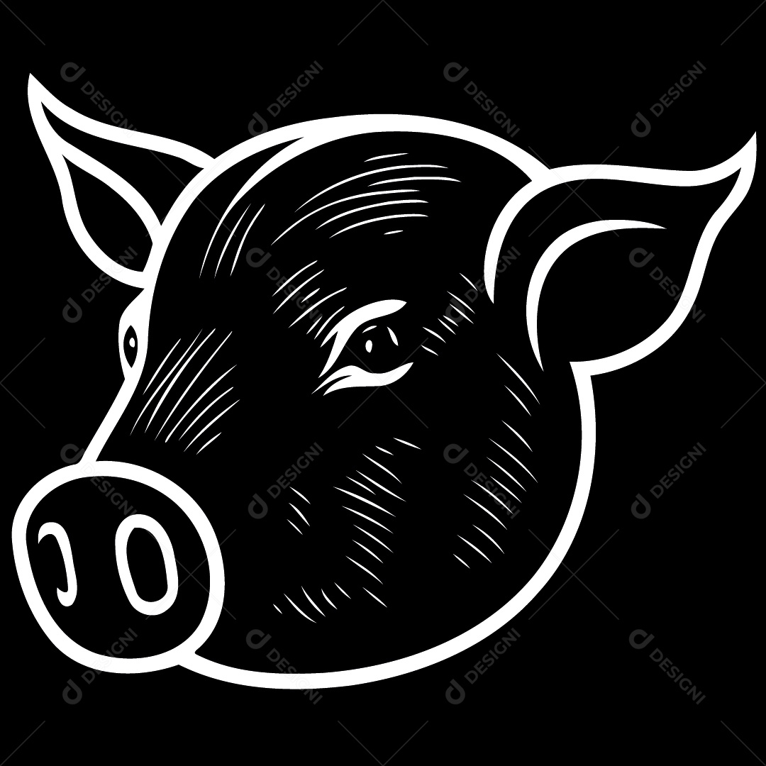 Mascote da cabeça de porco EPS Editável