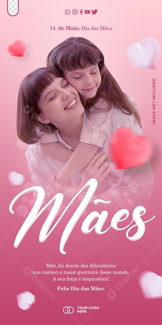 Social Media 14 De Maio Dia Das Mães Feliz Dias Das Mães PSD Editável