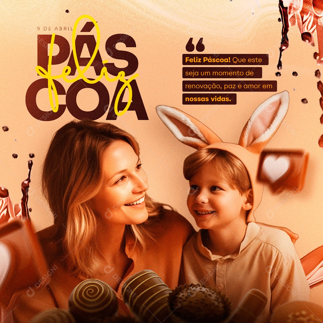 Feliz Páscoa Que Este Seja Um Momento de Renovação Social Media PSD Editável