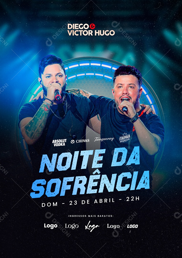 Noite Da Sofrência Flyer Diego & Victor Hugo Social Media PSD Editável