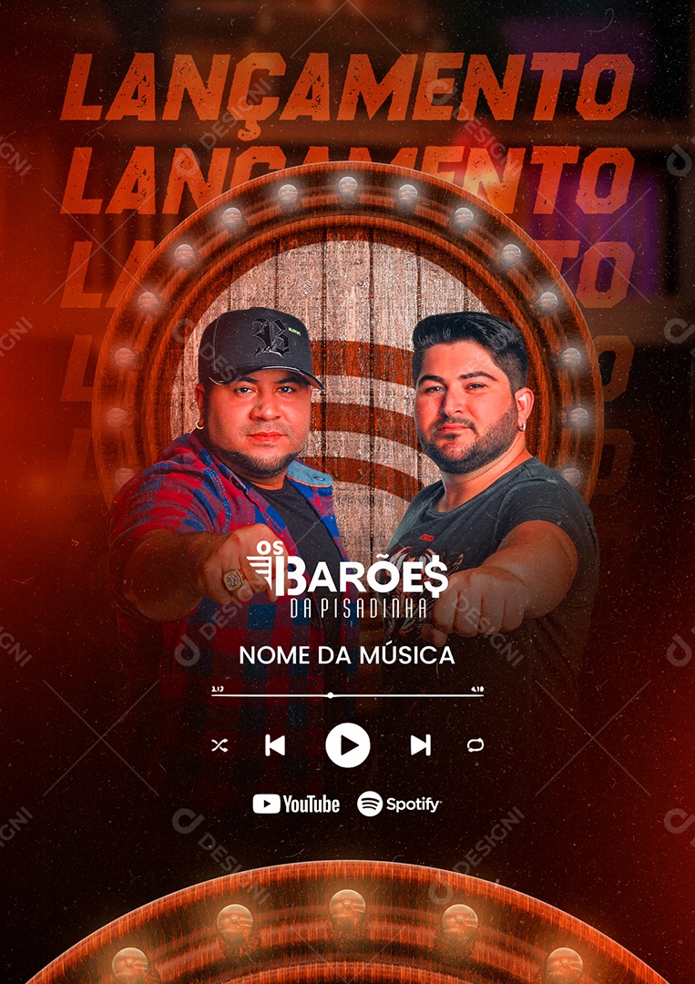 Lançamento Flyer Os Barões Da Pisadinha Social Media PSD Editável