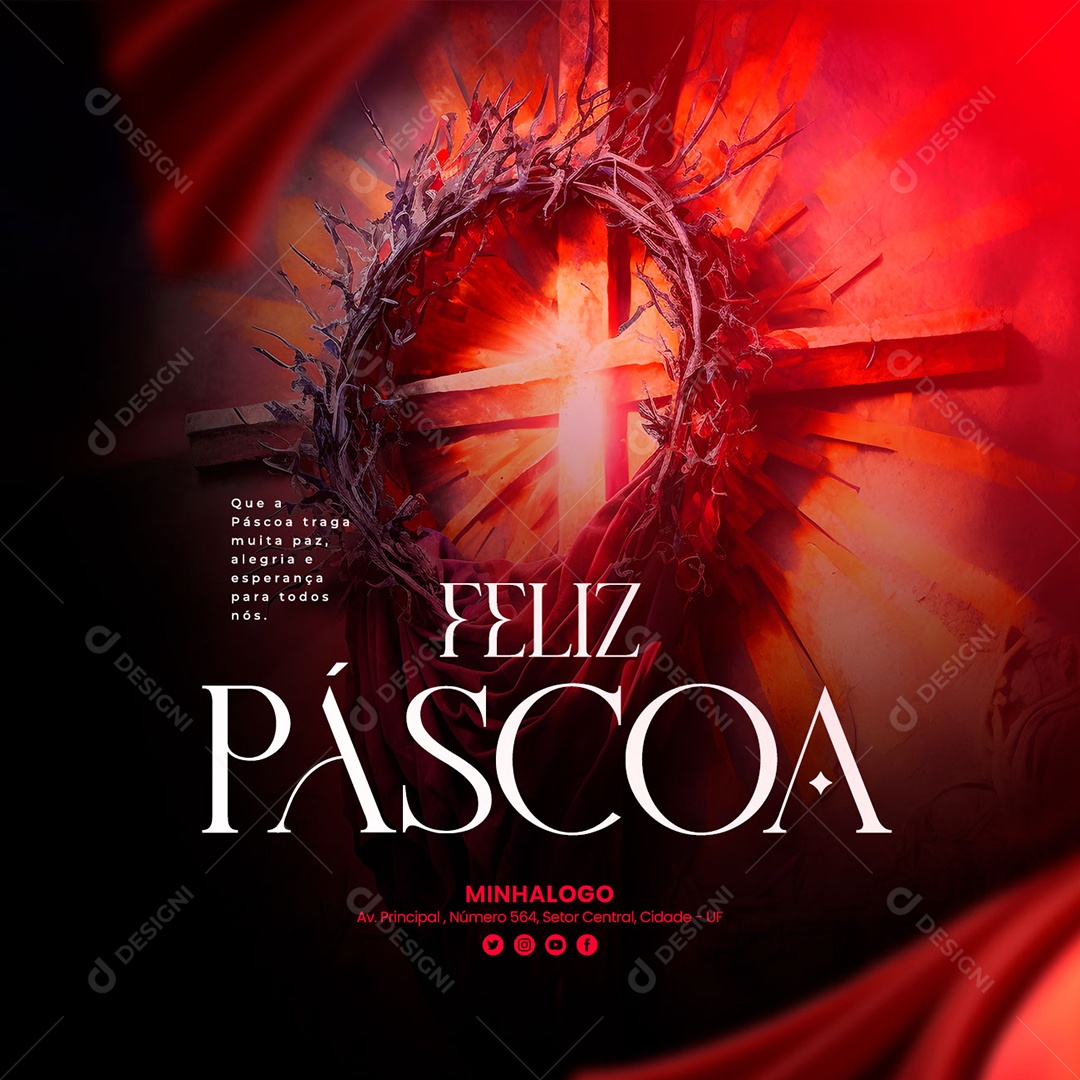 Que A Páscoa Traga Muita Paz Alegria e Esperança Feliz Páscoa Social Media PSD Editável