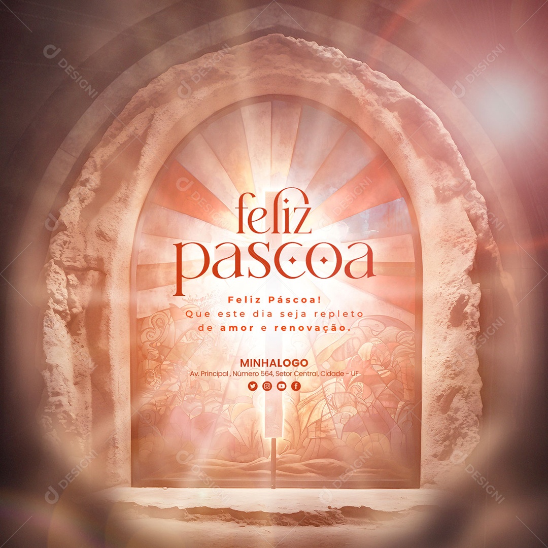 Feliz Páscoa Que Este Dia Seja Repleto De Amor E Renovação Social Media PSD Editável