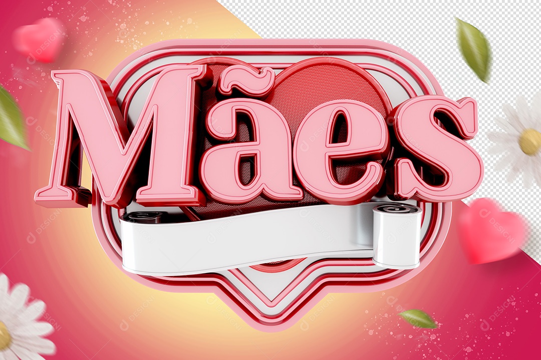 Selo 3D Dia Das Mães Rosa PSD