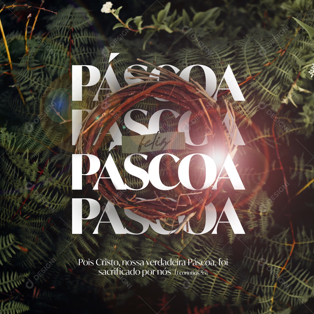 Pois Cristo, Nossa Verdadeira Páscoa, Foi Sacrificado Por Nós. Feliz Páscoa Cristã Social Media PSD Editável