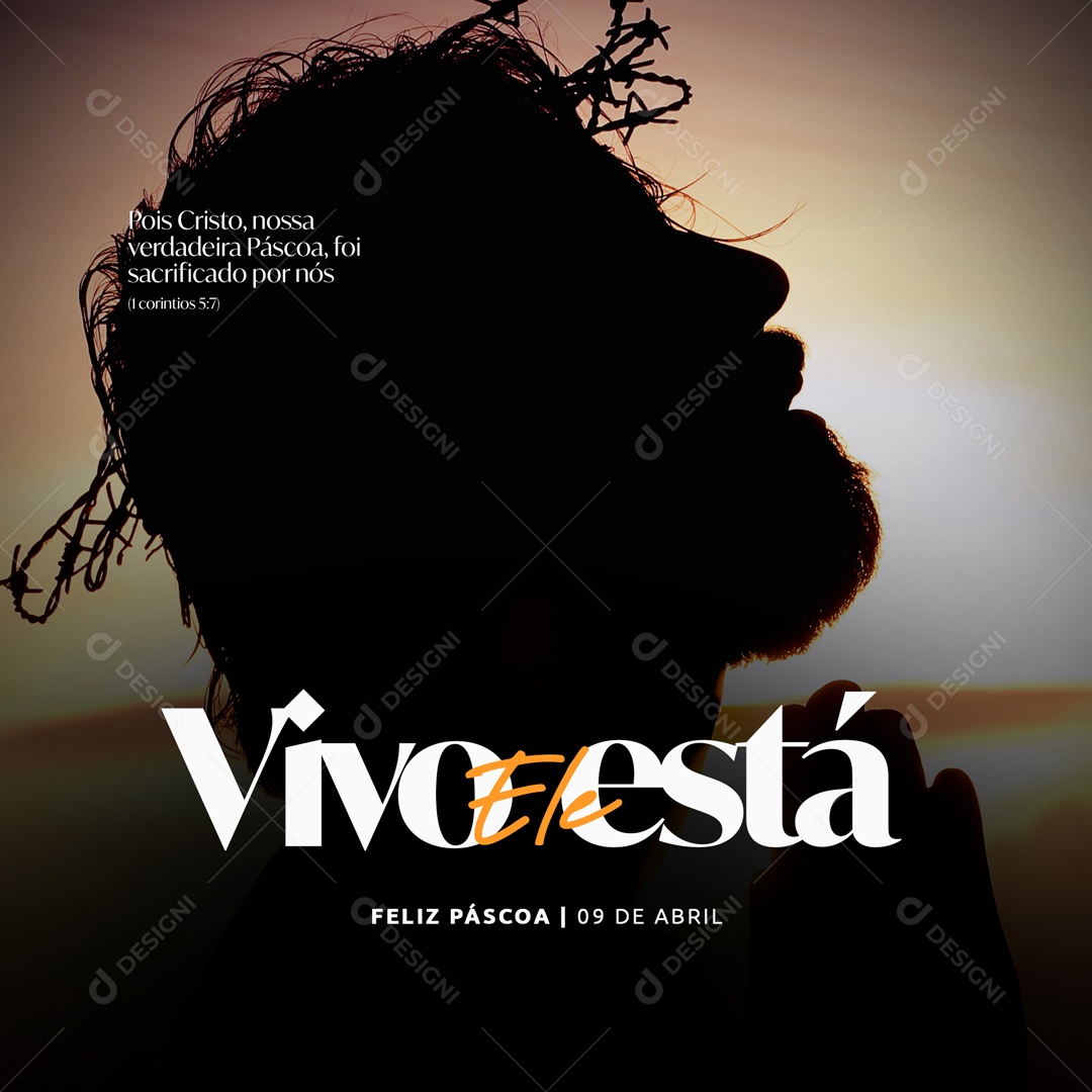 Pois Cristo, Nossa Verdadeira Páscoa, Foi Sacrificado Por Nós. Feliz Páscoa Social Media PSD Editável