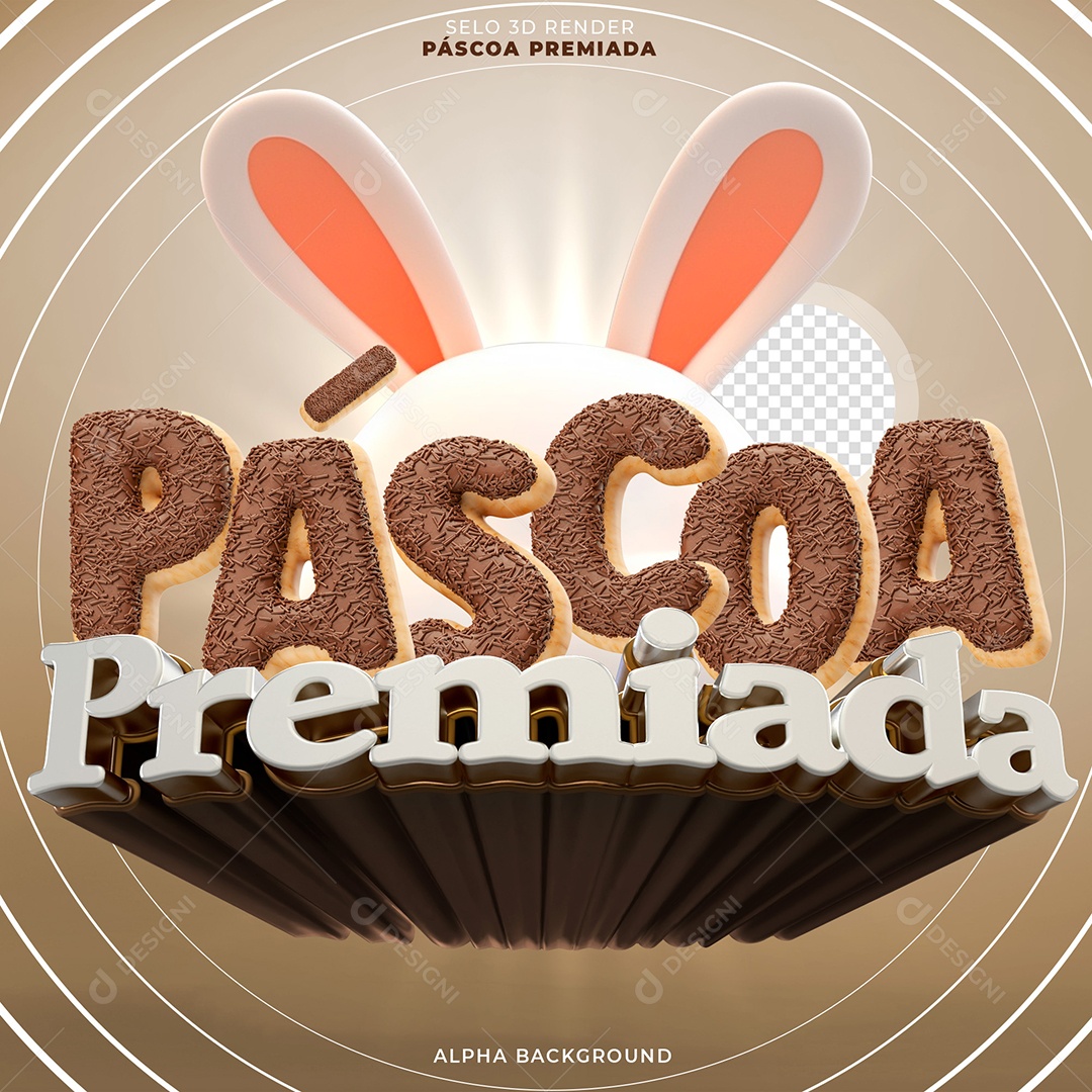 Páscoa Premiada Selo 3D De Chocolate Para Composição PSD