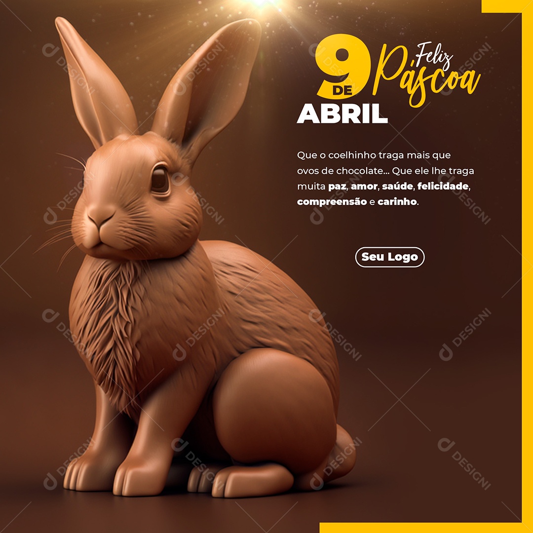 Social Media Que O Coelhinho Traga Mais Que Ovos De Chocolate Feliz Páscoa PSD Editável